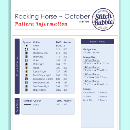 April ~ Rocking Horse ~ Cross Stitch Pattern PDF