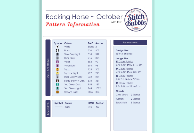 April ~ Rocking Horse ~ Cross Stitch Pattern PDF
