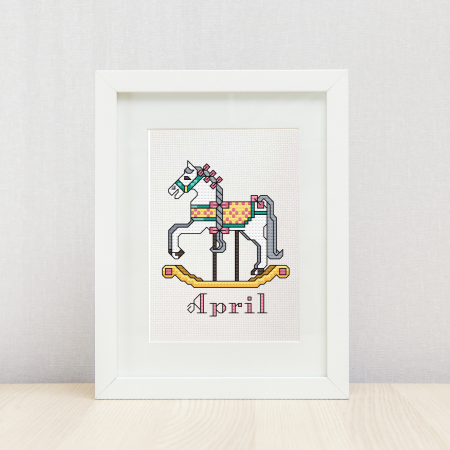 April ~ Rocking Horse ~ Cross Stitch Pattern PDF