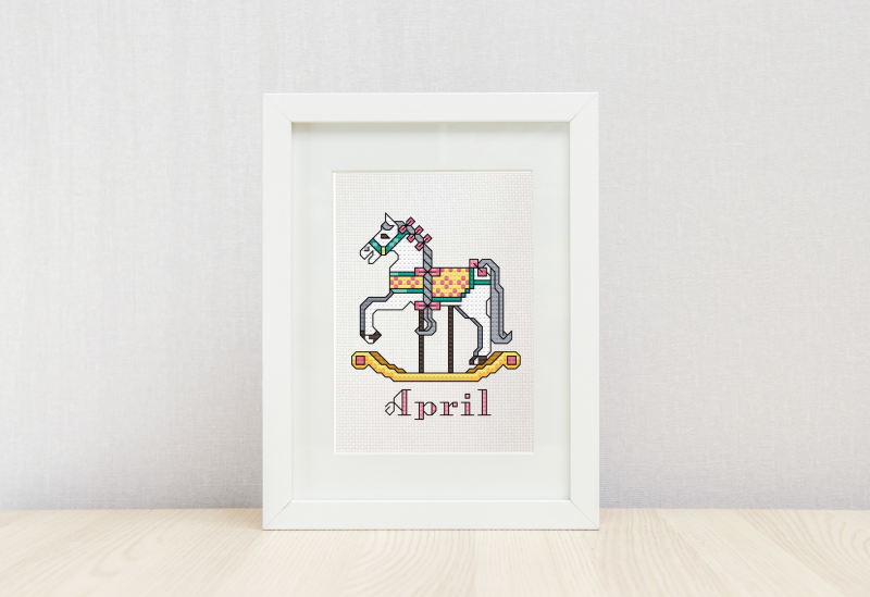 April ~ Rocking Horse ~ Cross Stitch Pattern PDF