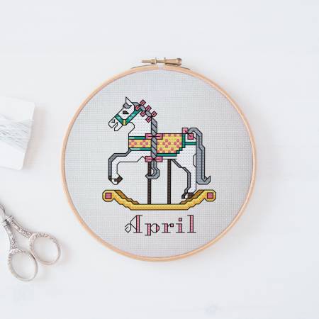 April ~ Rocking Horse ~ Cross Stitch Pattern PDF