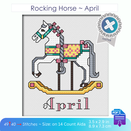 April ~ Rocking Horse ~ Cross Stitch Pattern PDF