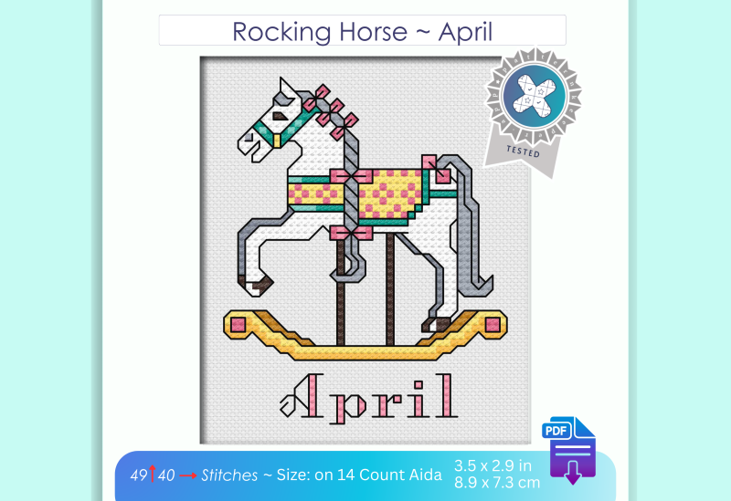April ~ Rocking Horse ~ Cross Stitch Pattern PDF