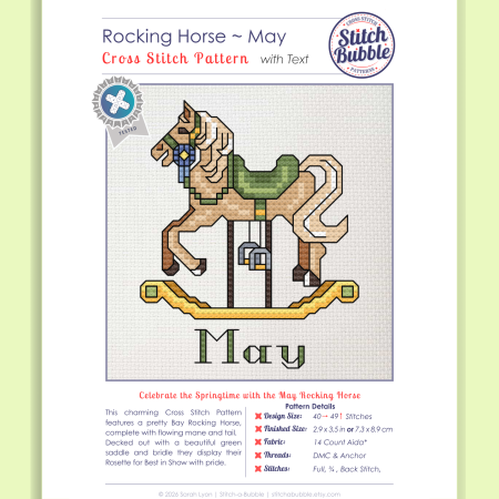 May ~ Rocking Horse ~ Cross Stitch Pattern PDF