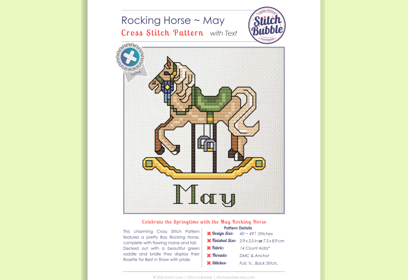 May ~ Rocking Horse ~ Cross Stitch Pattern PDF
