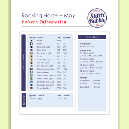 May ~ Rocking Horse ~ Cross Stitch Pattern PDF