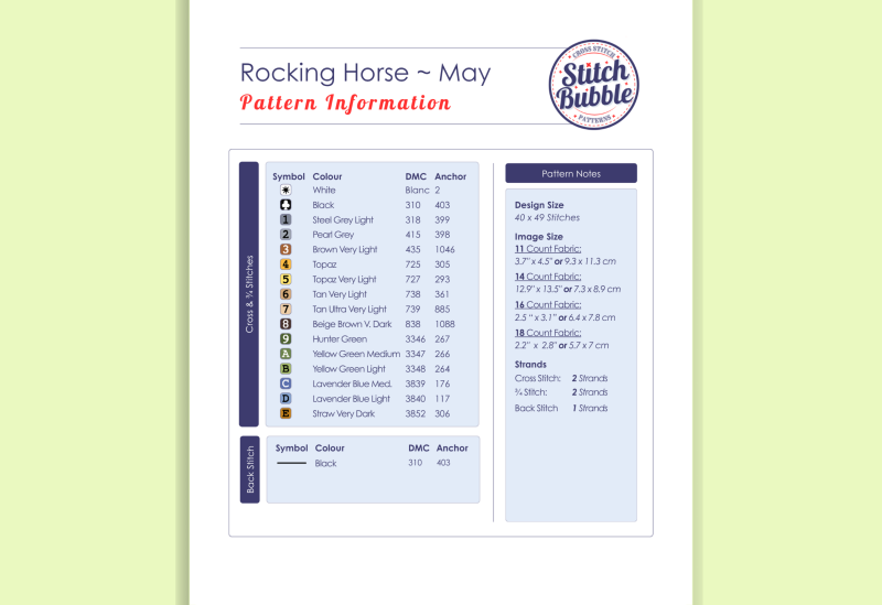 May ~ Rocking Horse ~ Cross Stitch Pattern PDF