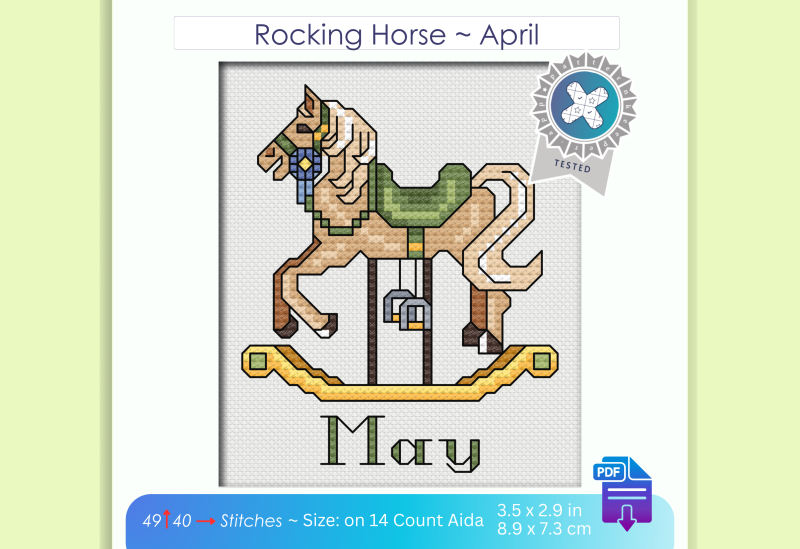 May ~ Rocking Horse ~ Cross Stitch Pattern PDF