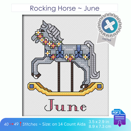 June ~ Rocking Horse ~ Cross Stitch Pattern PDF