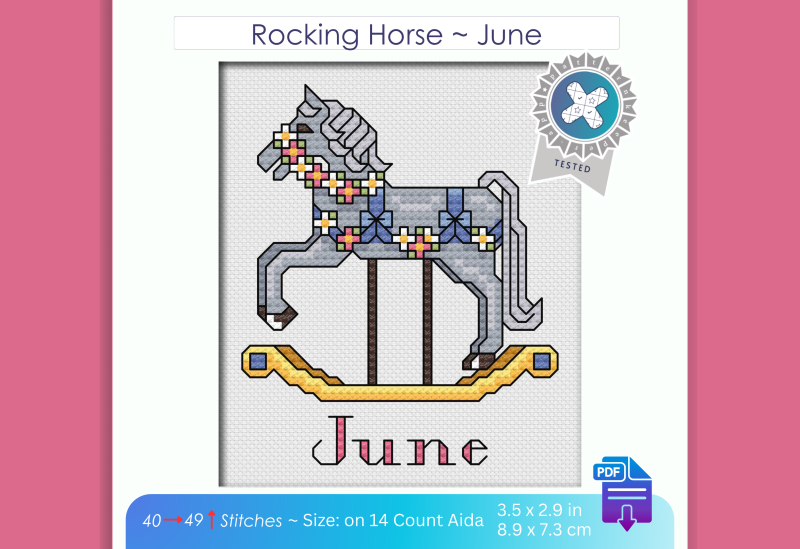 June ~ Rocking Horse ~ Cross Stitch Pattern PDF