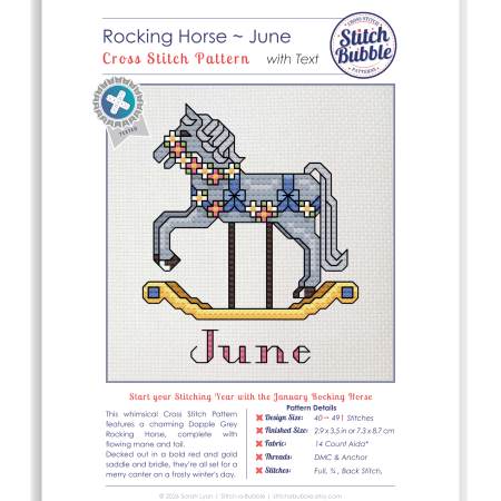 June ~ Rocking Horse ~ Cross Stitch Pattern PDF