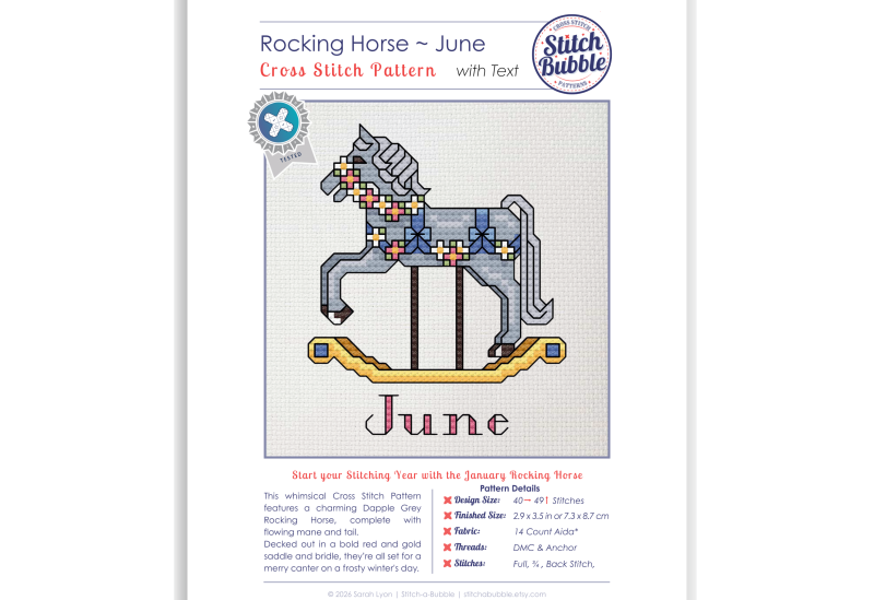 June ~ Rocking Horse ~ Cross Stitch Pattern PDF