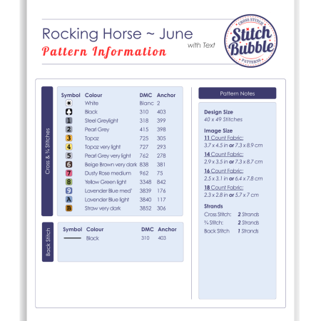June ~ Rocking Horse ~ Cross Stitch Pattern PDF