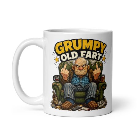 Grumpy Old Fart 11oz White Ceramic Mug – Funny Cheeky Gift Mug for Dad
