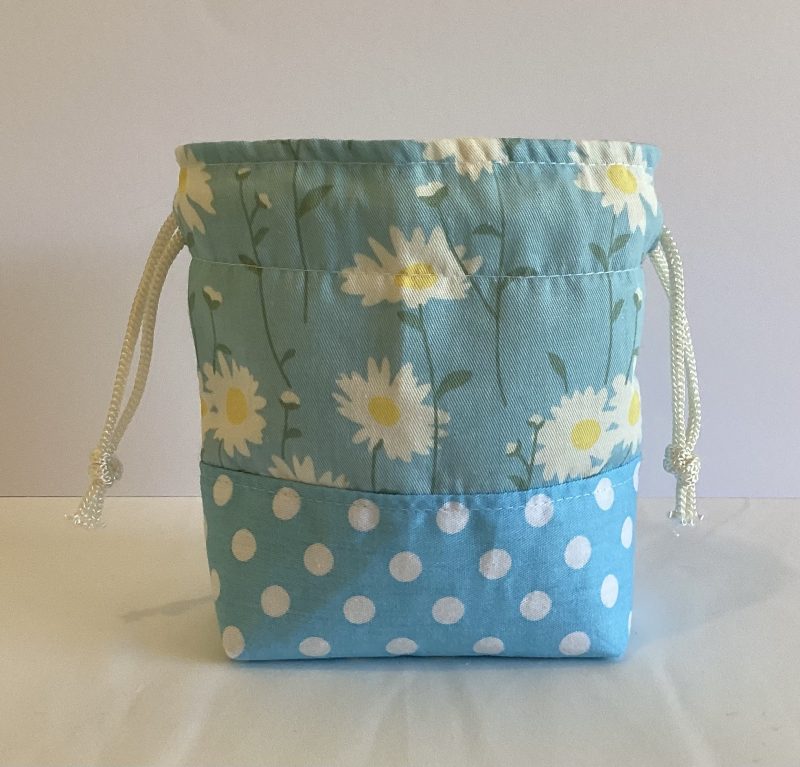 Two Tone Green Handmade Draw String Bag Multi Purpose