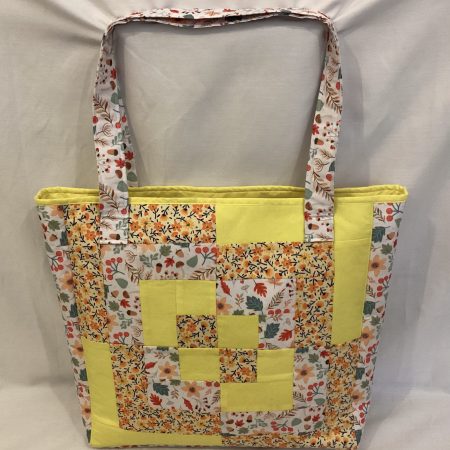 Large Yellow Handmade Quilted Patchwork Tote Bag