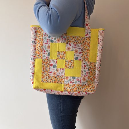 Large Yellow Handmade Quilted Patchwork Tote Bag