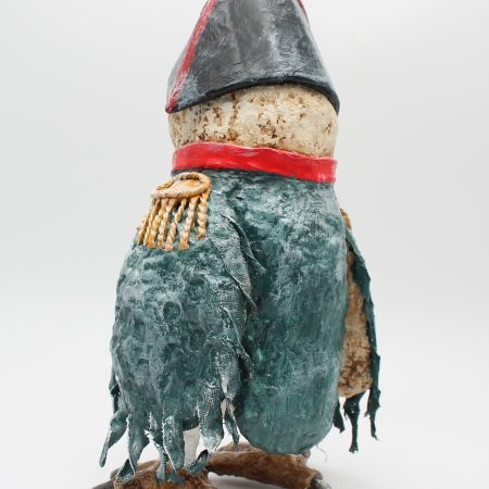 Hand-Sculpted Paper Clay Owl Art Doll, 25cm Tall, 'General Featherclaw'
