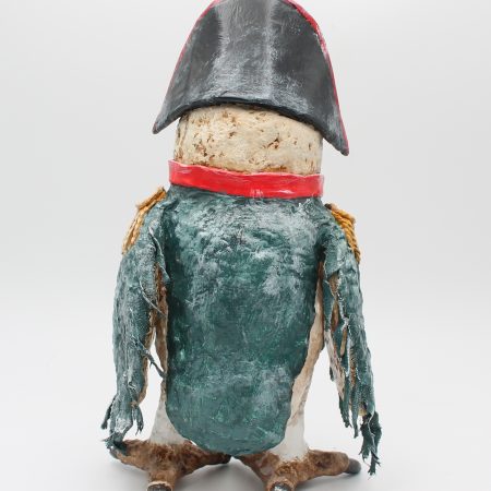 Hand-Sculpted Paper Clay Owl Art Doll, 25cm Tall, 'General Featherclaw'