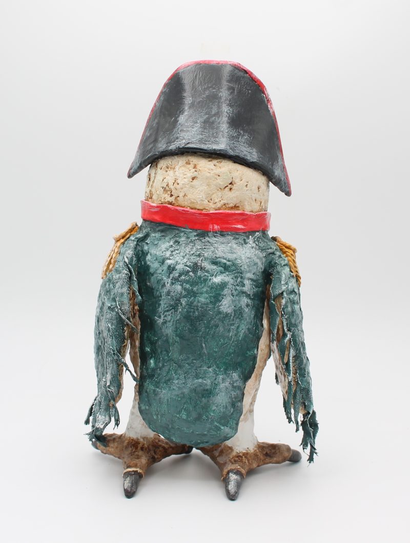 Hand-Sculpted Paper Clay Owl Art Doll, 25cm Tall, 'General Featherclaw'