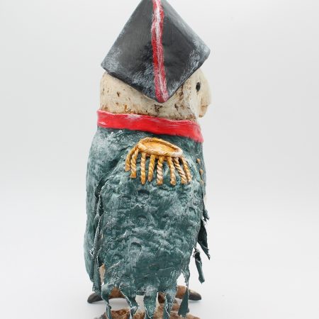 Hand-Sculpted Paper Clay Owl Art Doll, 25cm Tall, 'General Featherclaw'