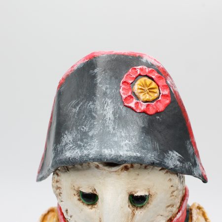 Hand-Sculpted Paper Clay Owl Art Doll, 25cm Tall, 'General Featherclaw'