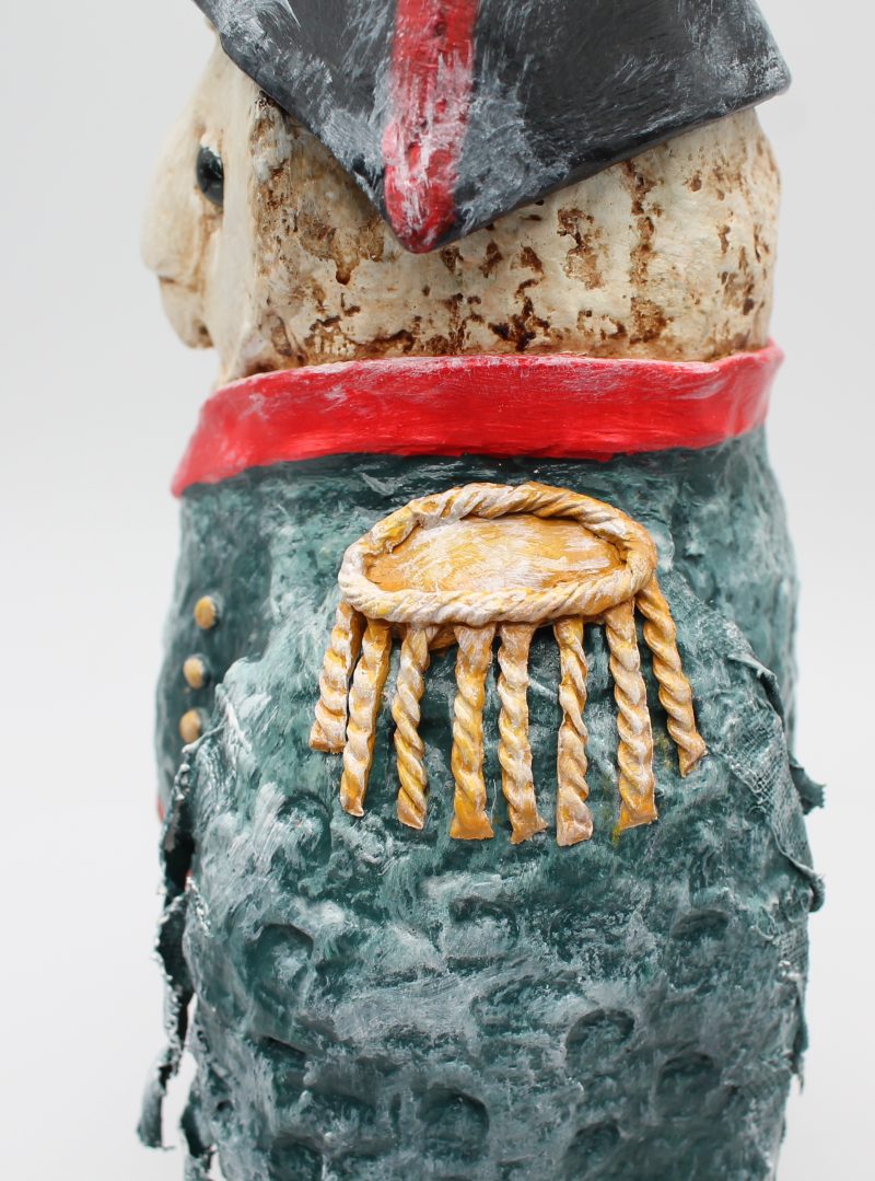 Hand-Sculpted Paper Clay Owl Art Doll, 25cm Tall, 'General Featherclaw'
