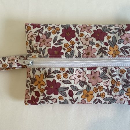 Pink And Cerise Zipped Handmade Pouch for Keys Coins Doggy Treats with lobster claw clasp