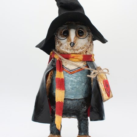 Hand-Sculpted Owl Art Doll Inspired by Lord Night Quill, 30cm Tall