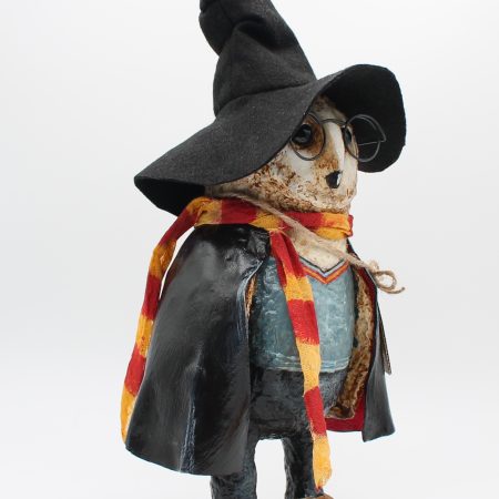 Hand-Sculpted Owl Art Doll Inspired by Lord Night Quill, 30cm Tall