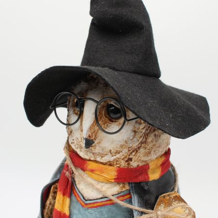 Hand-Sculpted Owl Art Doll Inspired by Lord Night Quill, 30cm Tall