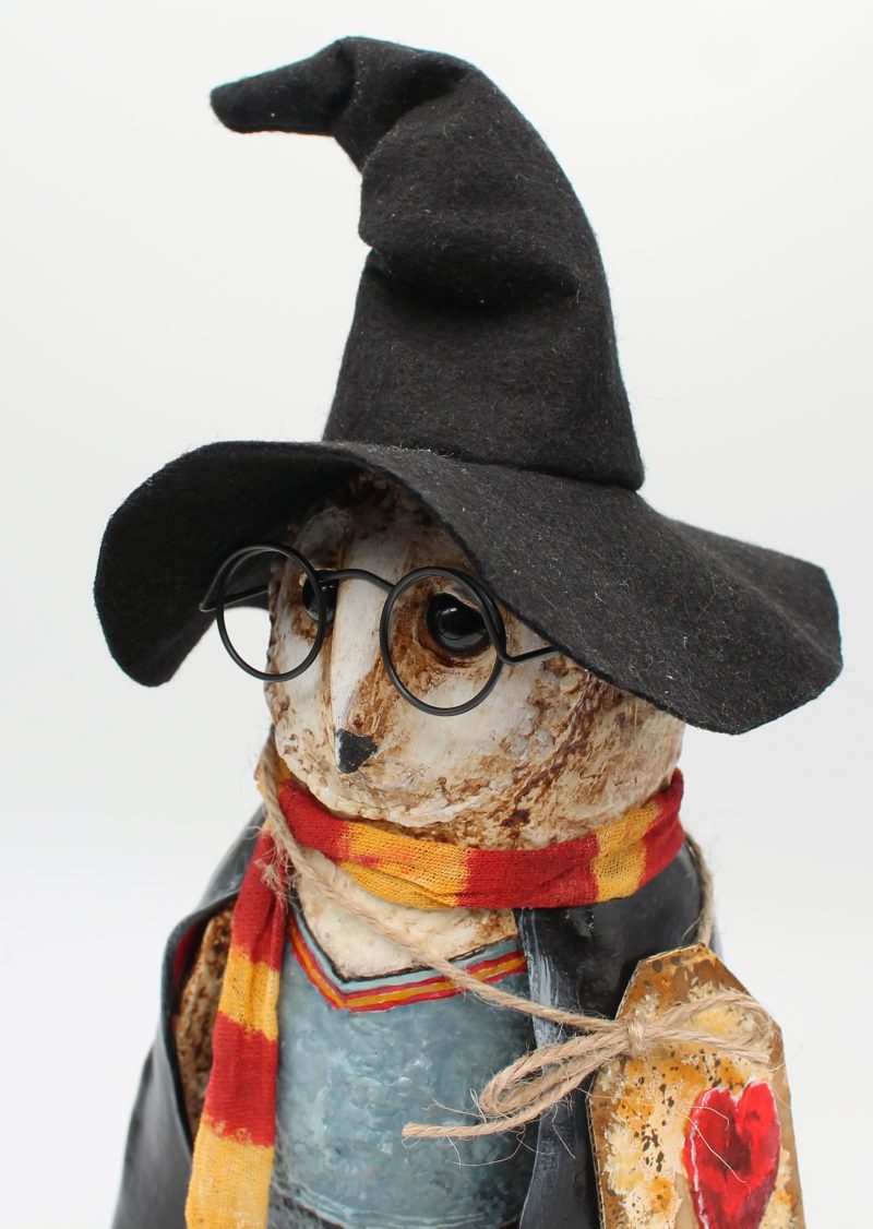 Hand-Sculpted Owl Art Doll Inspired by Lord Night Quill, 30cm Tall