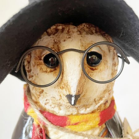 Hand-Sculpted Owl Art Doll Inspired by Lord Night Quill, 30cm Tall