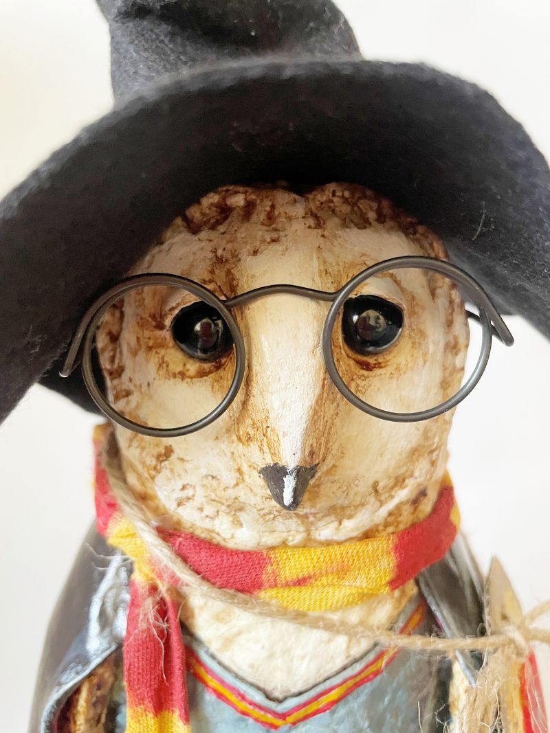 Hand-Sculpted Owl Art Doll Inspired by Lord Night Quill, 30cm Tall