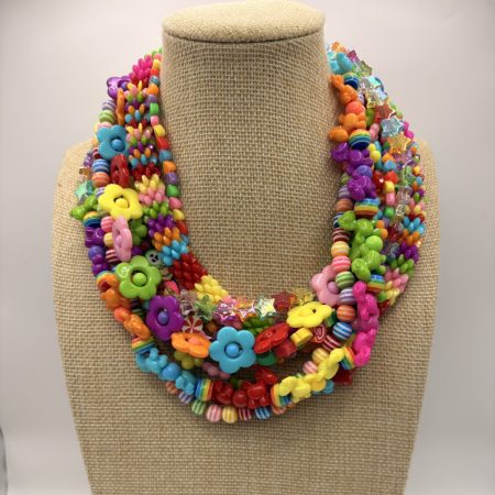 Decora maximalist multi layer rainbow necklace