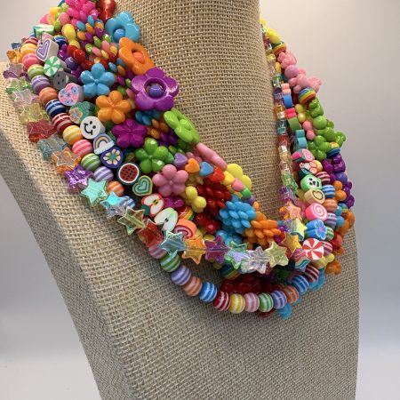 Decora maximalist multi layer rainbow necklace