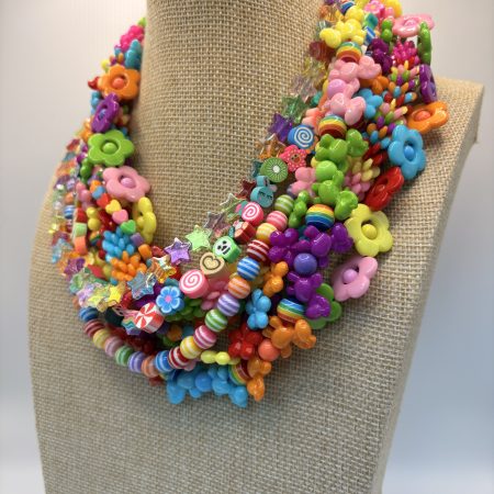 Decora maximalist multi layer rainbow necklace