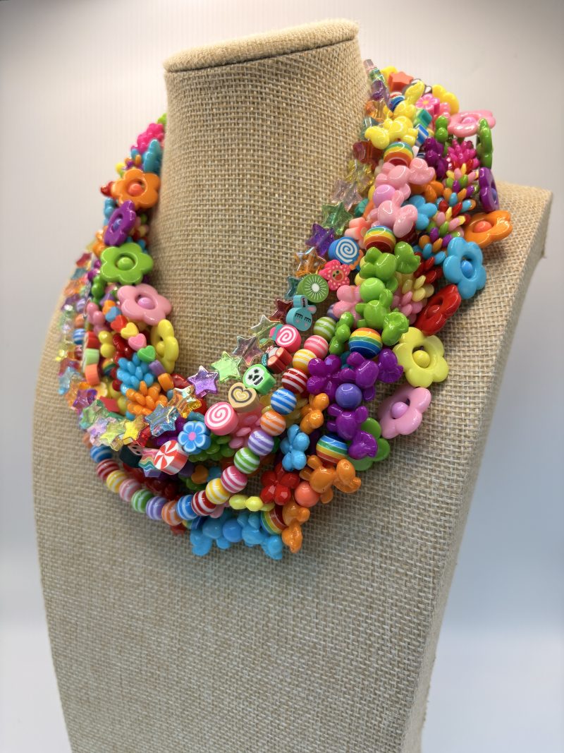 Decora maximalist multi layer rainbow necklace