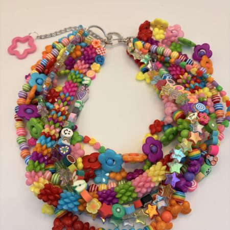 Decora maximalist multi layer rainbow necklace