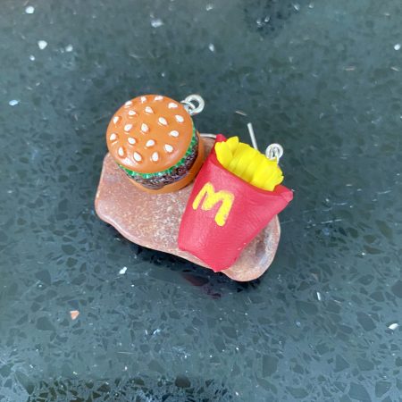 MacDonalds Burger and Chips (or fries!) novelty dangly earrings polymer clay