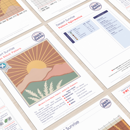Desert Sunrise ~ Modern Cross Stitch Pattern PDF