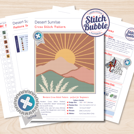Desert Sunrise ~ Modern Cross Stitch Pattern PDF