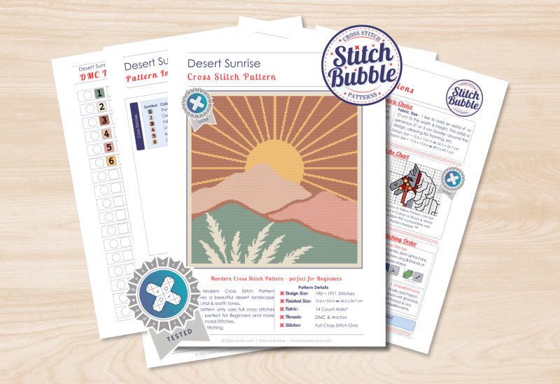 Desert Sunrise ~ Modern Cross Stitch Pattern PDF