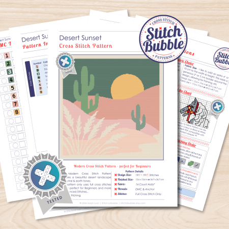 Desert Sunset ~ Modern Cross Stitch Pattern PDF