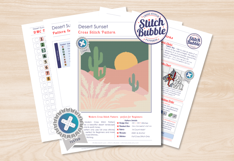 Desert Sunset ~ Modern Cross Stitch Pattern PDF