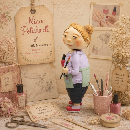 Nina Polishwell Handmade Paper Clay Art Doll, 26cm Tall