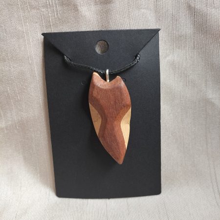 Beech and sapele pendant shaped like a fox