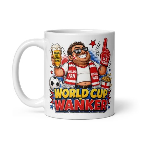 Funny England Football Fan Mug | 11oz White Ceramic | Rude Match Day Humour Gift