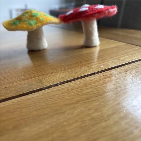 Felted mushroom ornament