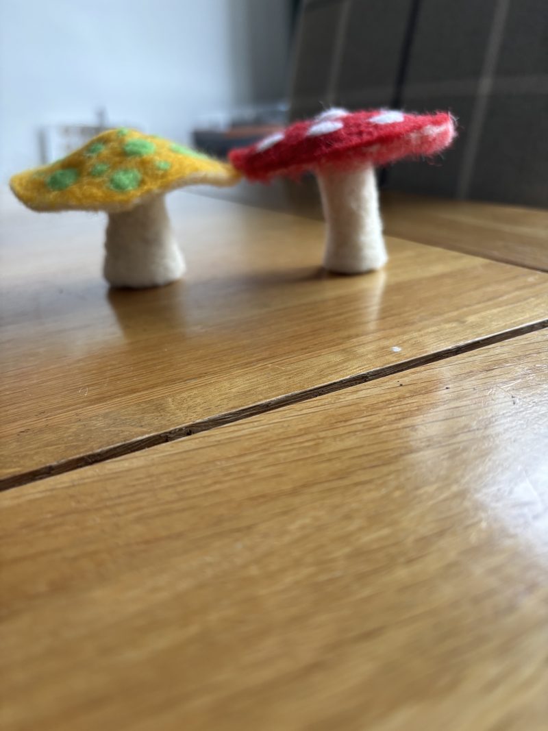 Felted mushroom ornament